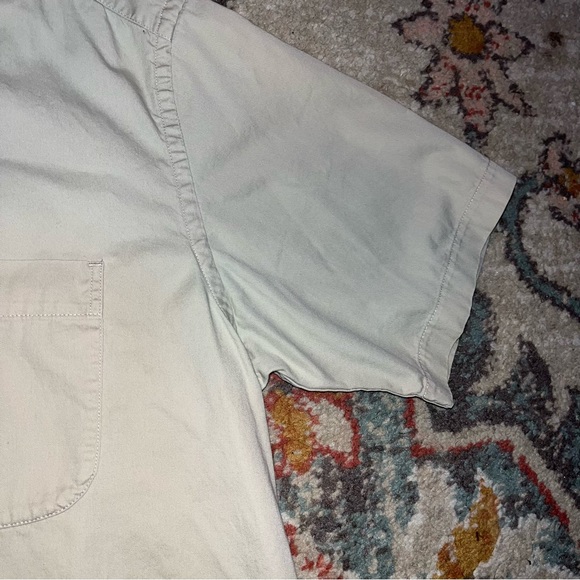 Eddie Bauer casual button up t shirt cream/pale yellow colored mens size L - Picture 7 of 10